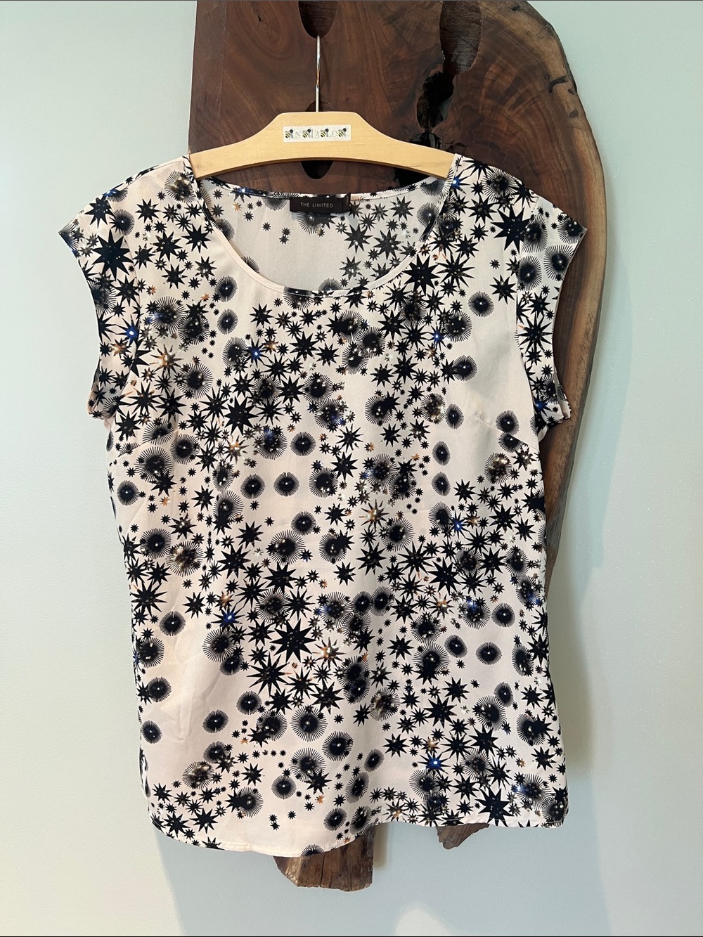 Limited Women's Starburst Print Top Sz L Celestial Ethereal Whimsical Zodiac